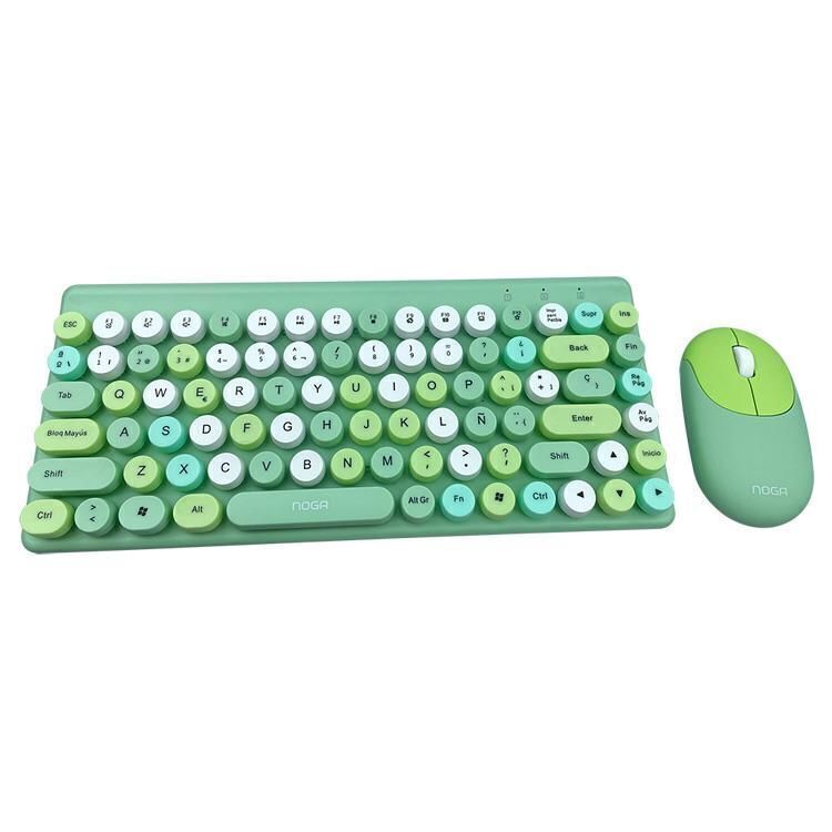 TECLADO Y MOUSE NOGA S5700 VERDE ULTRA SLIM TOUCH INALAMBRICO USB
