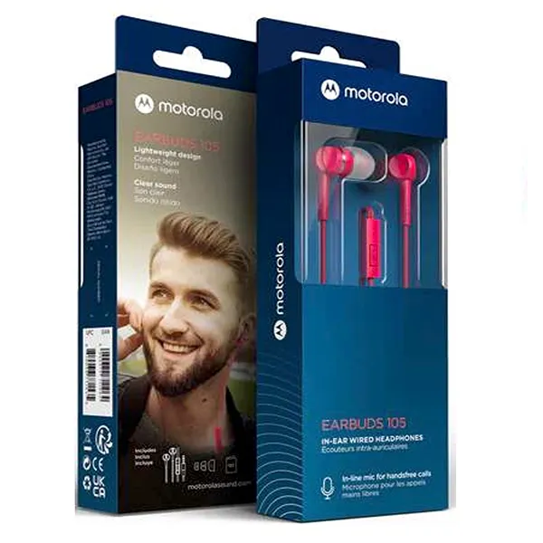 AURICULARES MOTOROLA EARBUDS 105 ROSA C/MICROFONO MANOS LIBRES