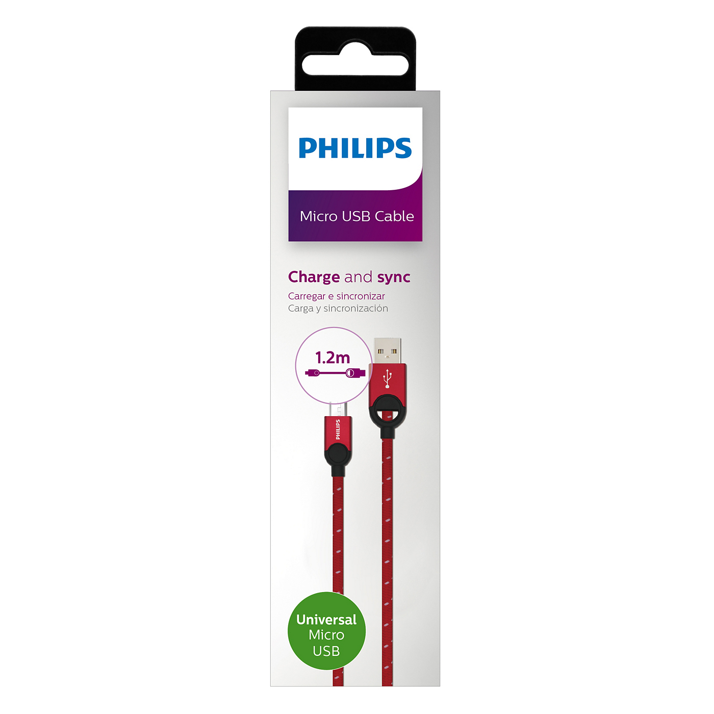 CABLE PHILIPS DLC2618N/97 MICRO USB GRIS 3A CARGA Y TRANSFERENCIA RAPIDA 1,2M