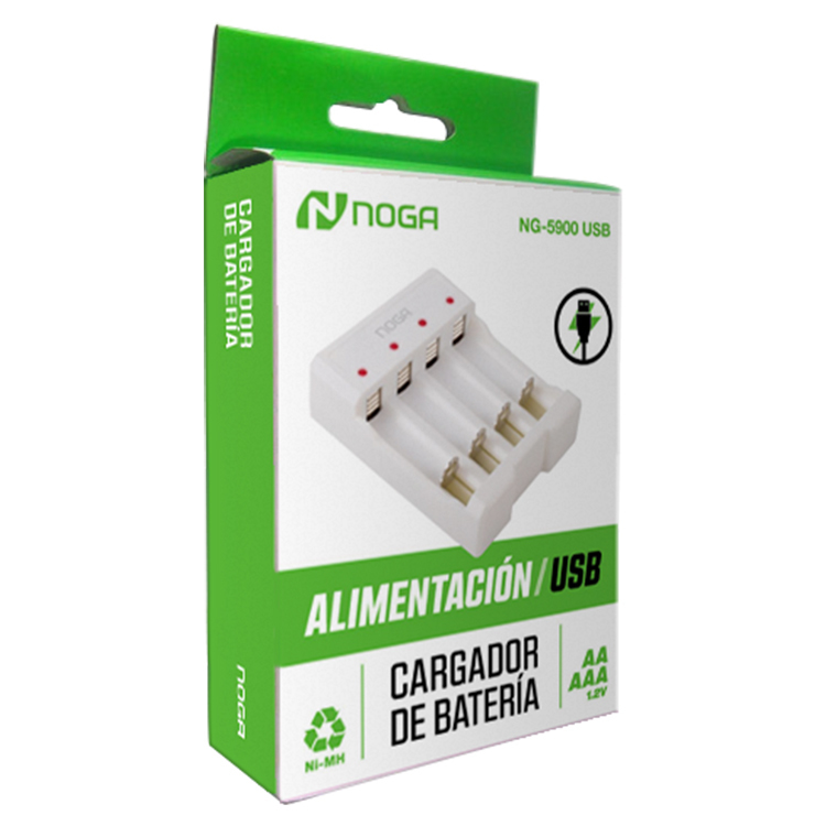 CARGADOR NOGA NG-5900 USB PARA PILAS AA/AAA NI-MH – NI-CD RECARGABLES