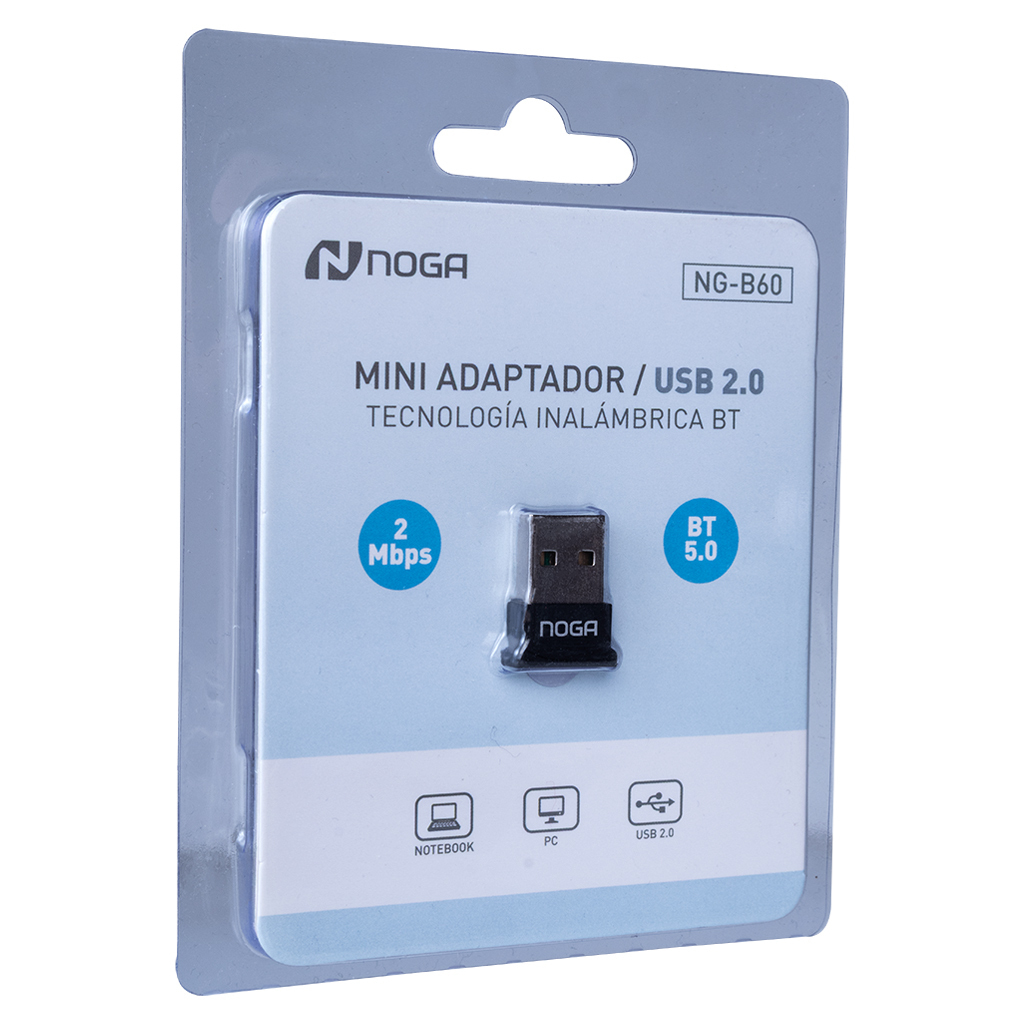 MINI ADAPTADOR USB 2,0 NOGA NG-B60 BLUETOOTH 5,0 20MT – 2 MBPS EDR
