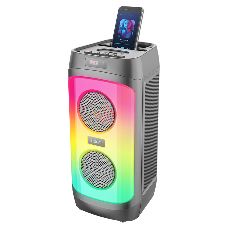 PARLANTE PORTABLE TORRE NOGA NG-BT645 2 X 4″ KARAOKE BLUETOOTH LEDS MICROFONO