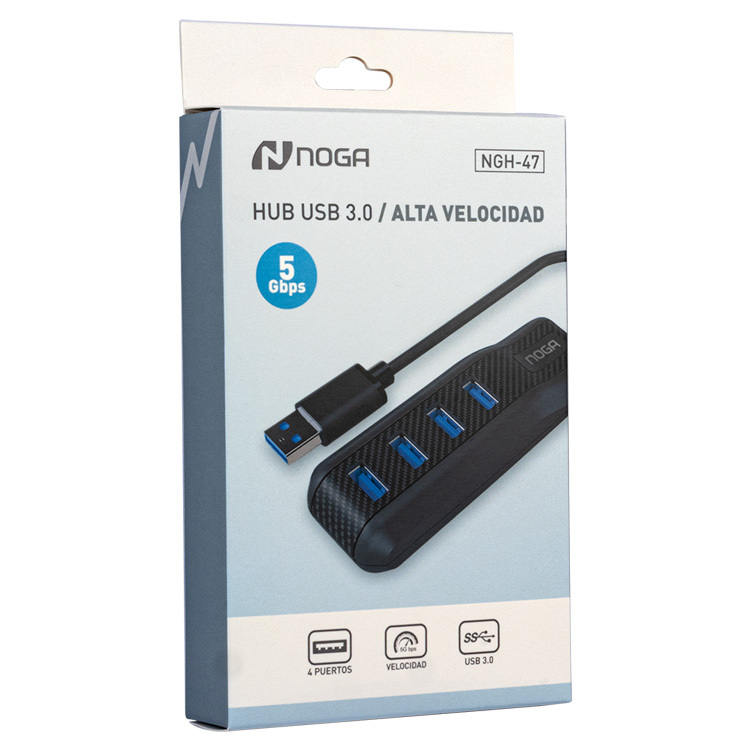HUBS USB NOGA NGH-47 4 PUERTOS USB 3.0 5Gbs CONECTOR USB NOTEBOOK / TABLES / PC