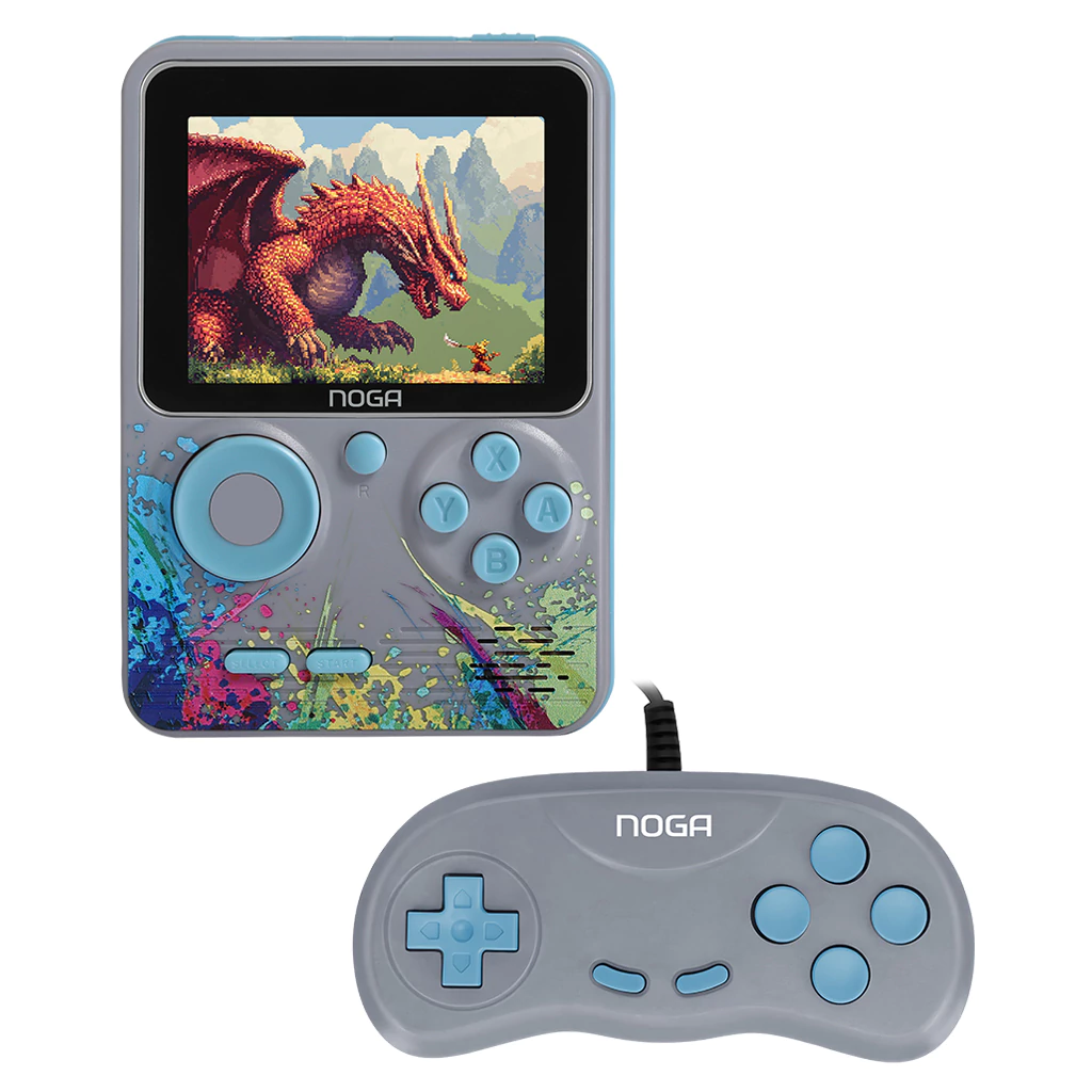 CONSOLA PORTATIL NOGA POCKY R5 GRIS 8 BITS 500 JUEGOS RETRO CLASICOS