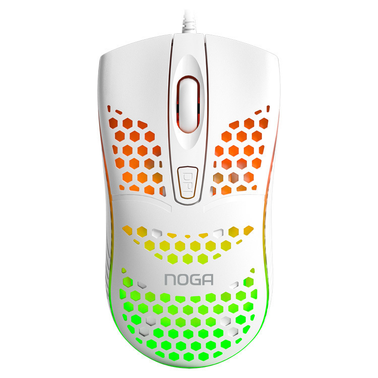 MOUSE NOGA ST-855 BLANCO GAMER STORMER LED RGB 4D 1600 DPI