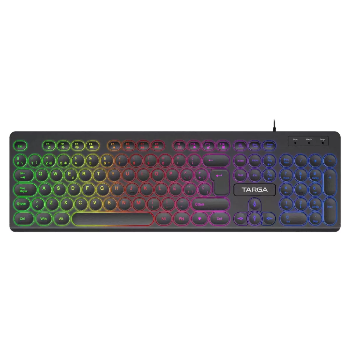 TECLADO TARGA GAMER JUPITER 150 CHROMA FX LED RGB USB FIRESPEED ULTRA SLIM