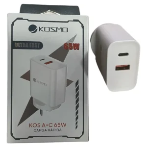 CARGADOR KOSMO ULTRA FAST KOS A+C 65W USB + TIPO C NOTEBOOK / SMARTPHONE / IPHONE