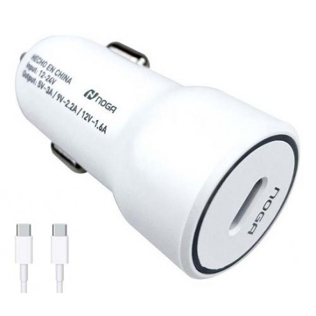 CARGADOR NOGA CAR USB 21C USB 3,1A QUICKCHARGER 3,0 TYPE-C MAS CABLE TIPO C 30 W