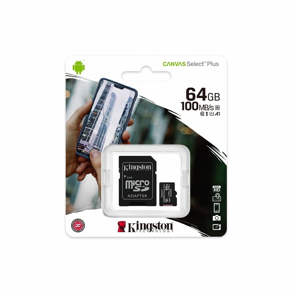 MEMORIA KINGSTON MICRO SD 64 GB CANVAS SELECT PLUS 100 MB/S