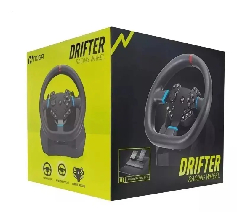 VOLANTE + PEDALERA NOGA DRIFTER PS3/ PS4/ PC/ X BOX CAMBIOS CON LEVAS + VIBRACION