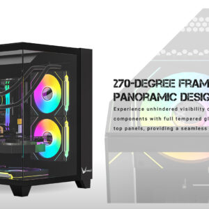GABINETE GAMER FORMULA V LINE CRYSTAL Z9M FLOE BLACK (MATX + 5 FANS ARGB)