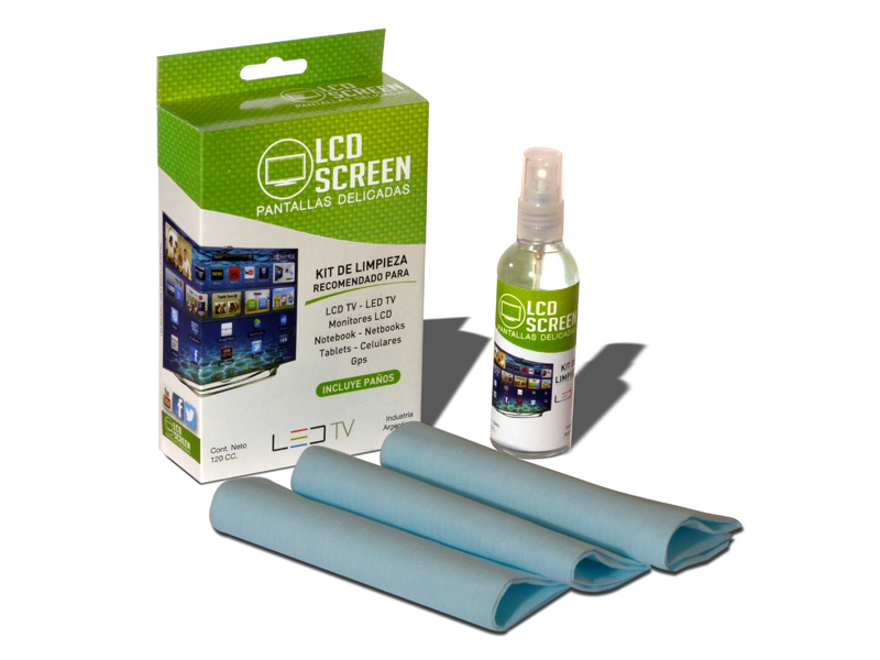 LCD SCREEN - KIT LIMPIADOR PULVERIZADOR 120CC C/PAÑOS DE LIMPIEZA