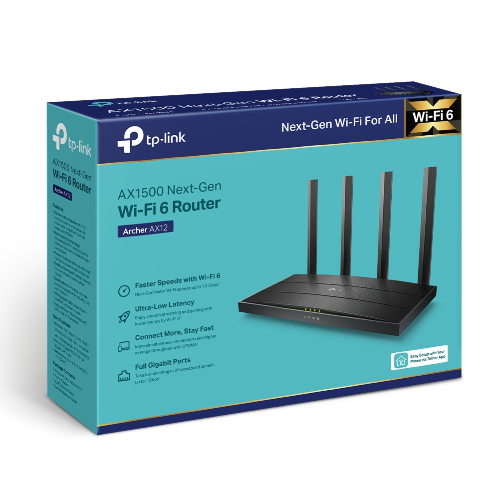 ROUTER WIFI DOBLE BANDA AX1200 W6 4 ANTENAS ARCHER AX12 TP LINK