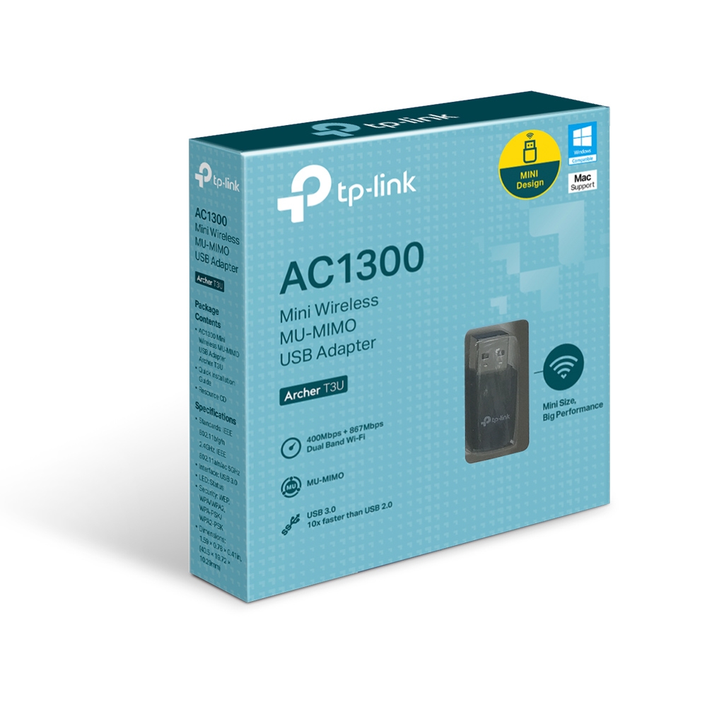 ADAPTADOR USB INALÁMBRICO MU-MIMO AC1300 MINI ARCHER T3U TP LINK