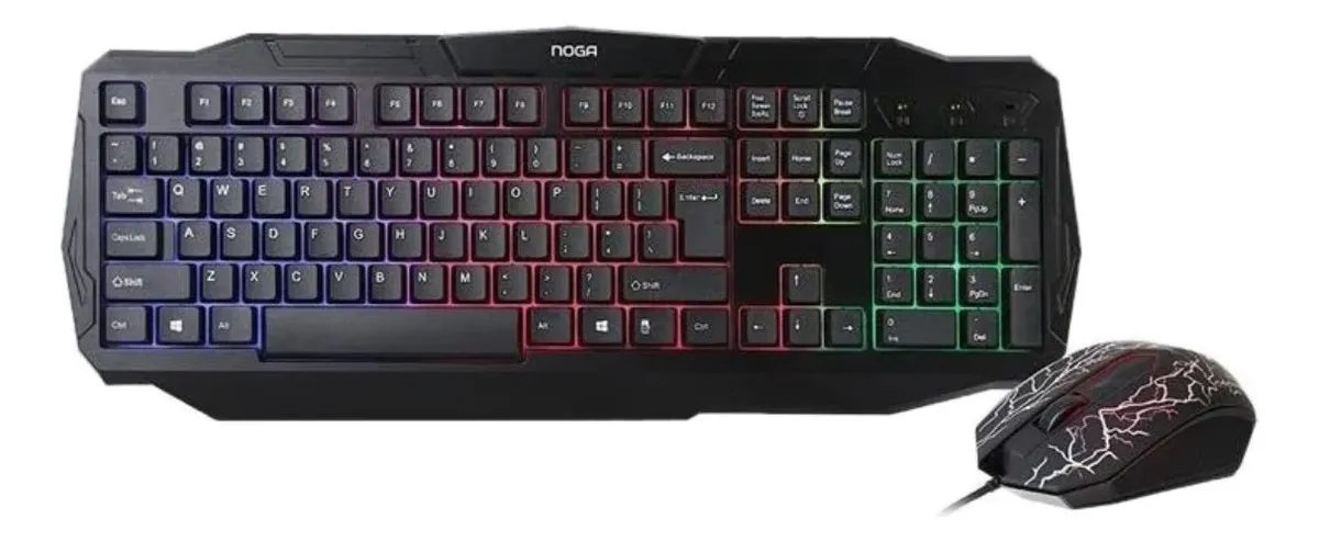 COMBO TECLADO Y MOUSE GAMER NOGA NKB-570 INGLÉS US DE COLOR NEGRO - Imagen 2
