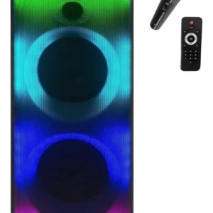 PARLANTE TORRE ST45 RADIO LUZ LED KARAOKE MP3 FUEGO FLAMA NEGRO X2 SOMOSTEC