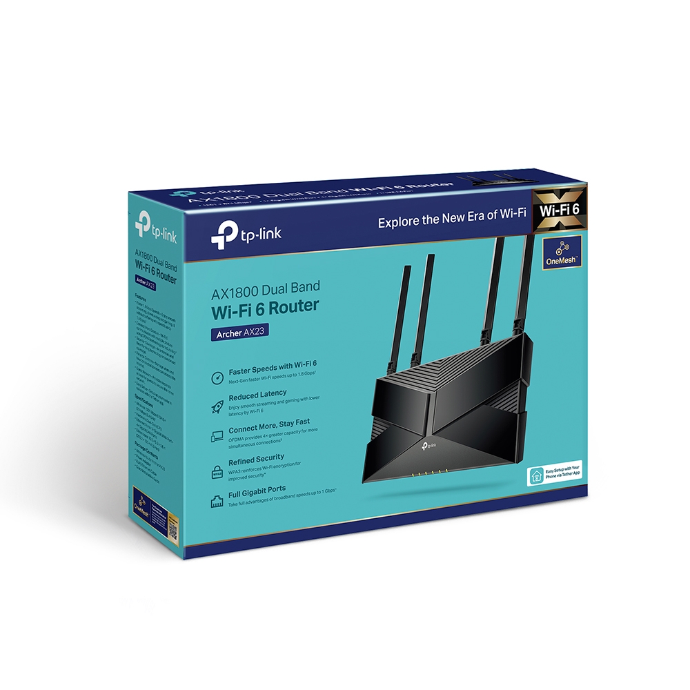 ROUTER WIFI DOBLE BANDA AX1800 W6 4 ANTENAS ARCHER AX23 TP LINK
