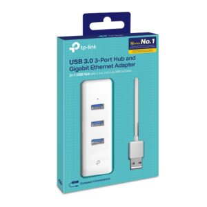 ADAPTADOR USB 2 EN 1 CON HUB DE 3 PUERTOS USB 3.0 Y ADAPTADOR ETHERNET GIGABIT UE330 TP LINK