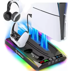 BASE ENFRIADORA DEHUKA PS5 SLIM CON CARGADOR Y RGB
