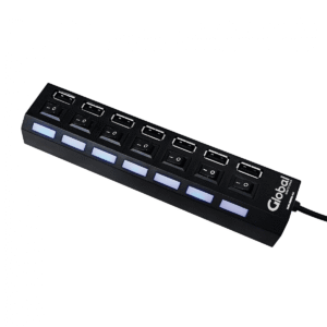 HUB USB GLOBAL CARGADOR DE 7 PUERTOS USB 2.0 CON SWITCH DE ENCENDIDO HUBUSBBK-X7
