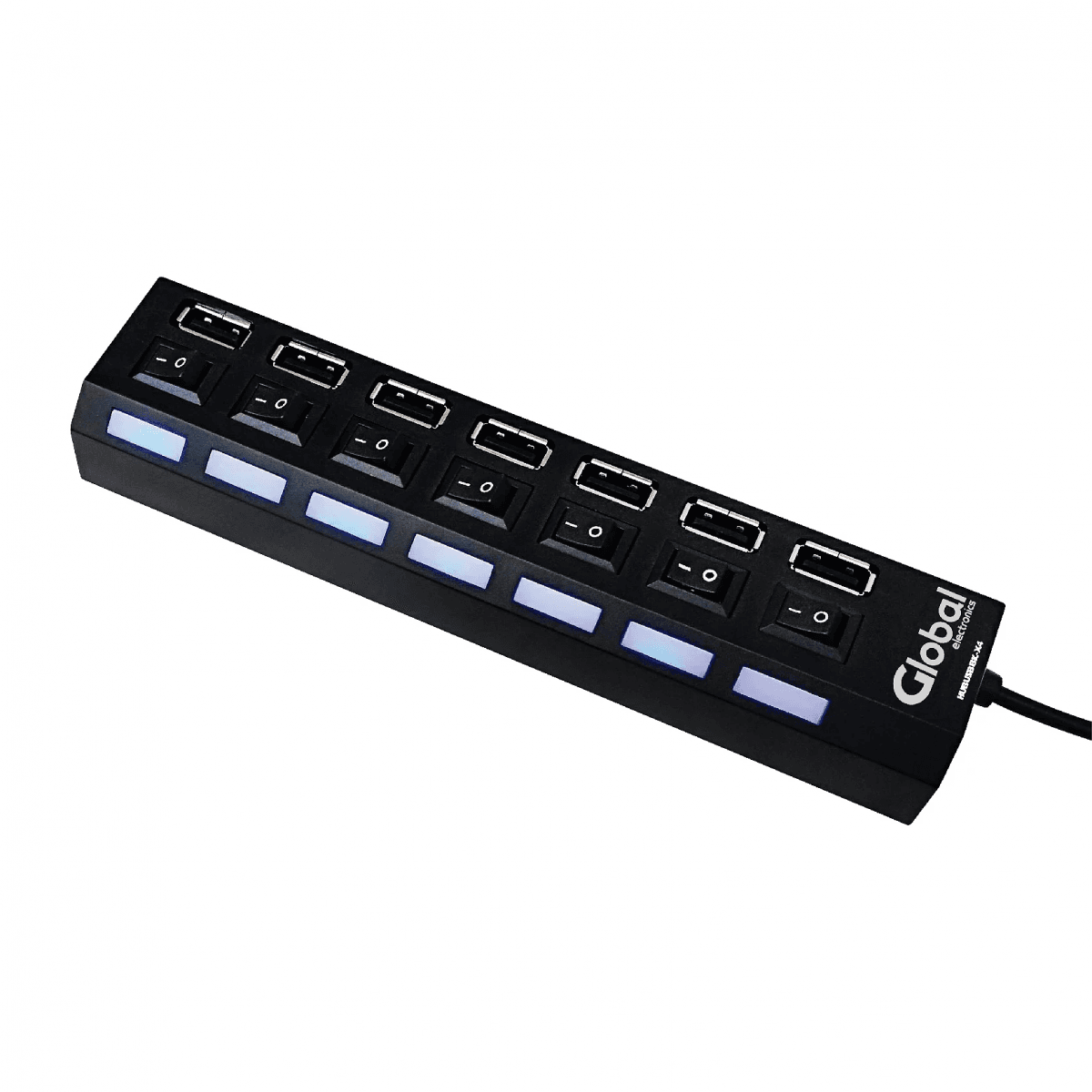 HUB USB GLOBAL CARGADOR DE 7 PUERTOS USB 2.0 CON SWITCH DE ENCENDIDO HUBUSBBK-X7