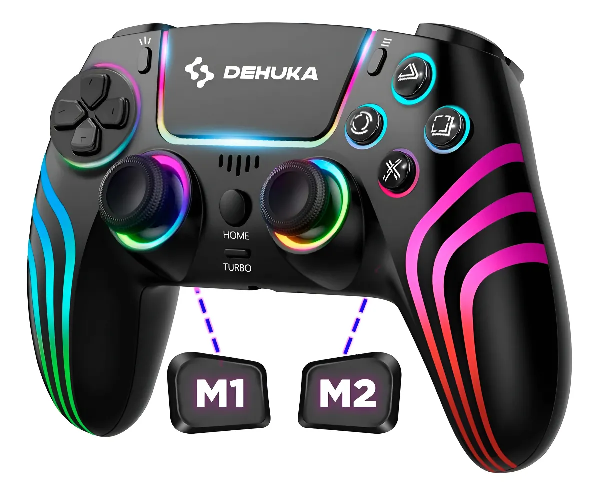 JOYSTICK DEHUKA COMPATIBLE P-4 Y PC GAMER + ERGONOMICO + LED + BOTONES PROGRAMABLES