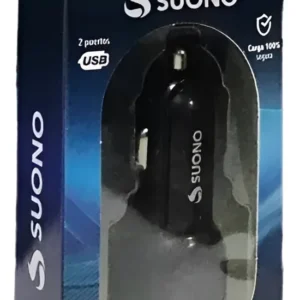 CARGADOR SUONO PARA AUTO – DOBLE SALIDA USB CARCH-M-BK
