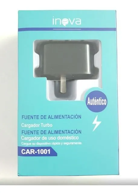 CARGADOR USB A 220 INOVA CAR-1001 CARGA RÁPIDA CARGADOR USB A 220 INOVA CAR-1001 CARGA RÁPIDA