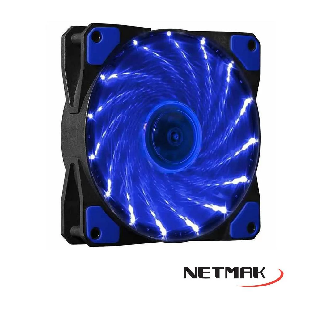 COOLER NETMAK PARA GABINETE 12CM TRANSPARENTE + LED ROJO AZUL