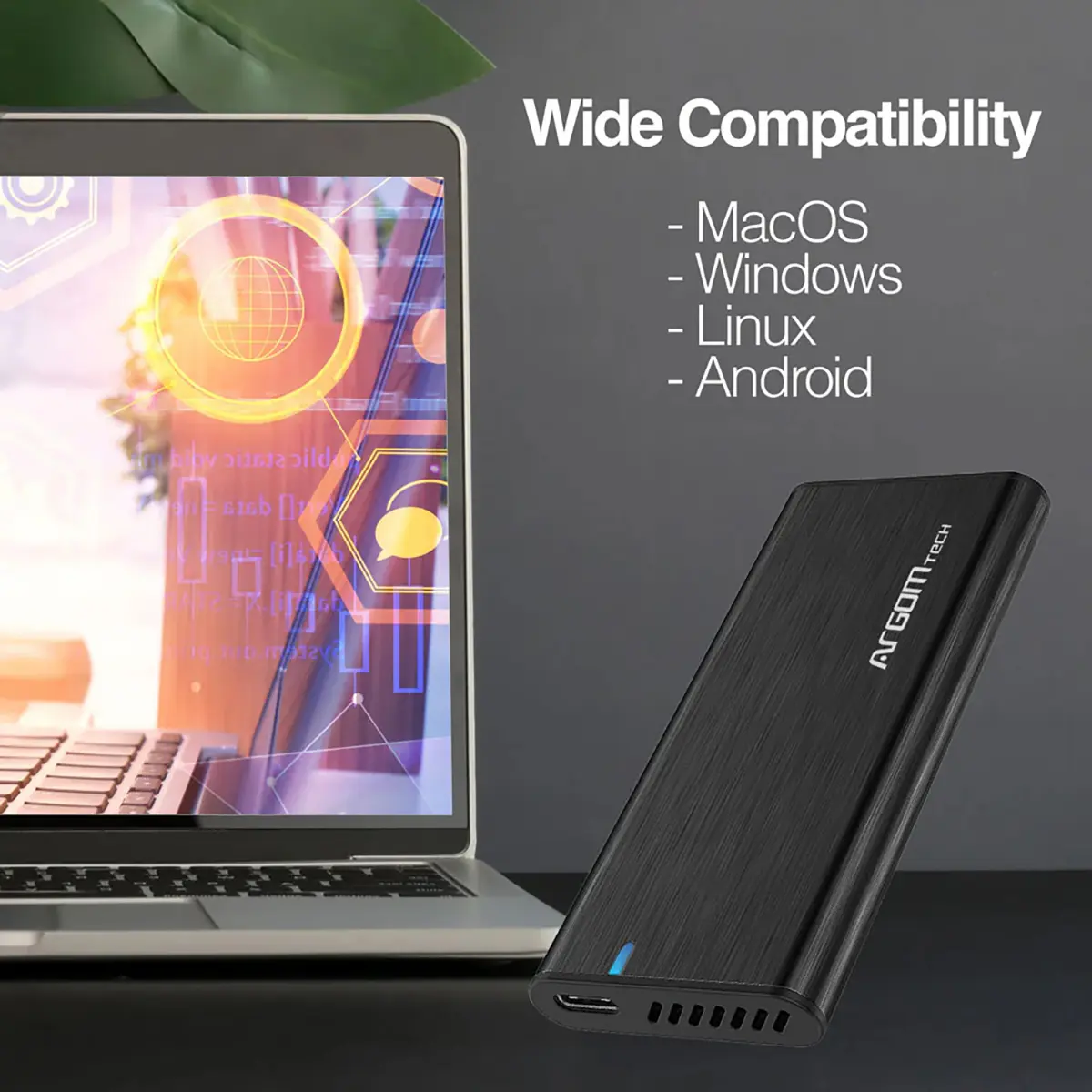 CARCASA PARA SSD M.2 NVME PCI-E TIPO-C ARG-AC-1038 - Imagen 2