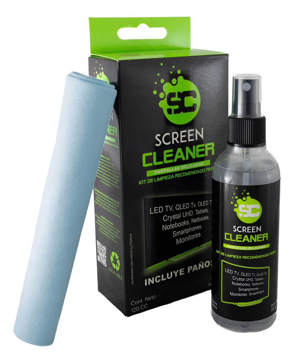 LCD SCREEN - KIT LIMPIADOR PULVERIZADOR 120CC C/PAÑOS DE LIMPIEZA
