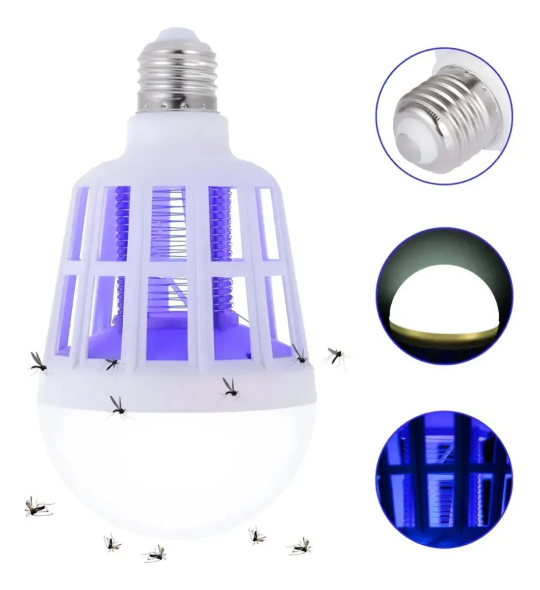 LÁMPARA LED MATA MOSCAS MOSQUITOS INSECTO 15W LUZ EXTERIOR BLANCO
