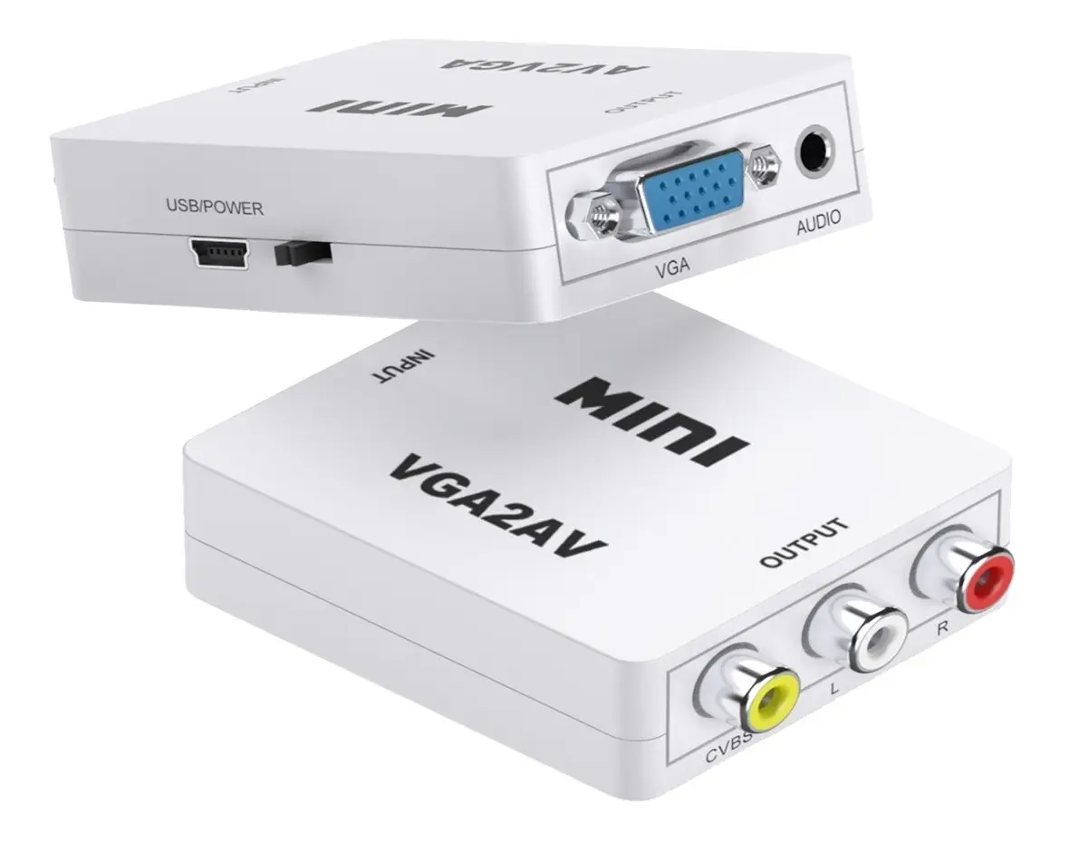 CONVERSOR VGA A RCA MIYOSHI ADAPTADOR ACTIVO PC TV TUBO MONITOR
