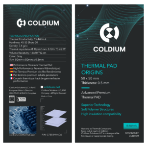 PAD TÉRMICO COLDIUM ORIGINS 50MM X 50MM X 0.5MM PRODUCTO IMPORTADO DE USA