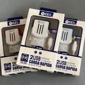 CARGADOR CARGA RÁPIDA IBEK 2.1A MICRO 2 USB