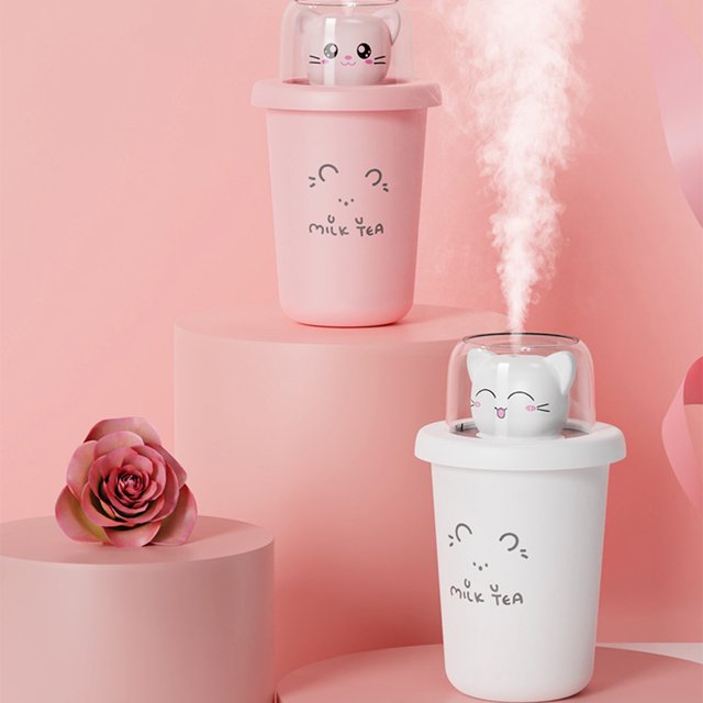 HUMIDIFICADOR DE AIRE, DIFUSOR ESENCIAL DE AROMA MILK TEA CUP GATITO BLANCO - Imagen 2