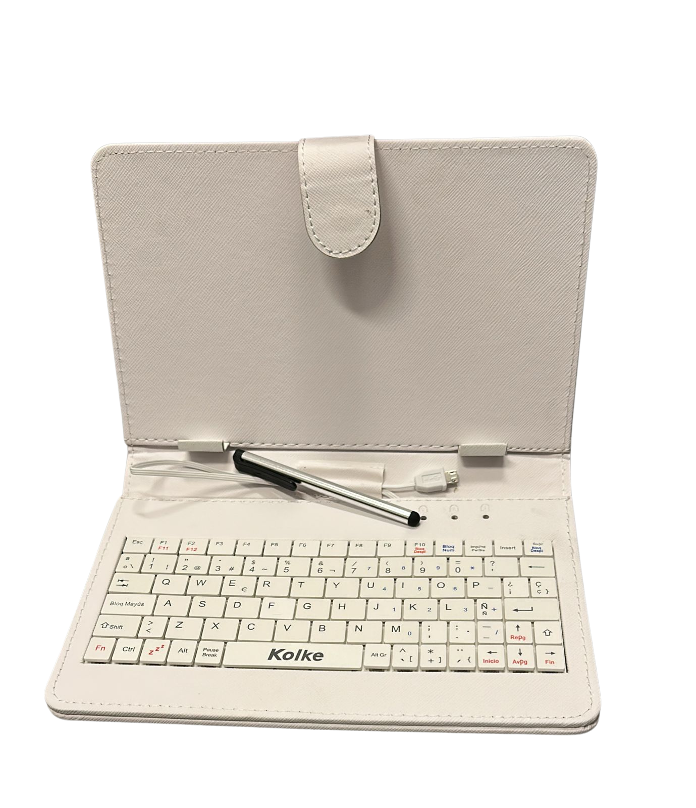 FUNDA TABLET 7” KOLKE CON TECLADO Y LÁPIZ BLANCA