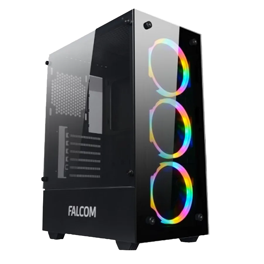 GABINETE GAMER ATX FALCOM G-8012 FAN RAINBOW X3 VIDRIO TEMPLADO