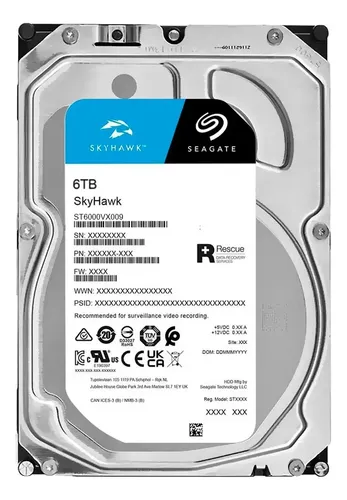 DISCO RÍGIDO SEAGATE SKYHAWK 6TB HD PARA SEGURIDAD SATA ST6000VX009 DISCO RÍGIDO SEAGATE SKYHAWK 6TB HD PARA SEGURIDAD SATA ST6000VX009