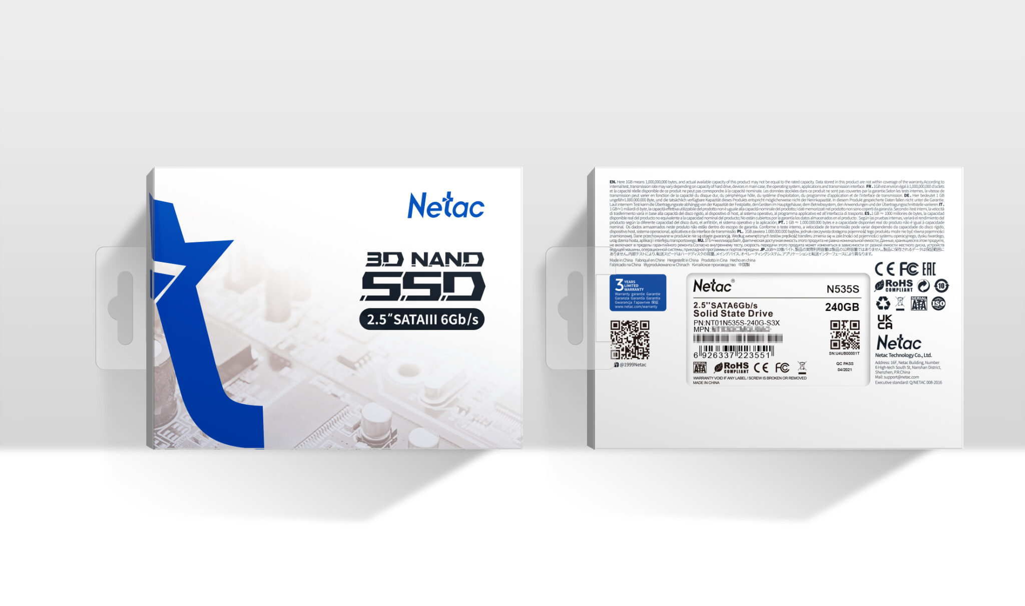 DISCO NETAC N535S 240GB 2.5" SATA3 3D NAND SSD (NT01N535S-240G-S3X) - Imagen 3