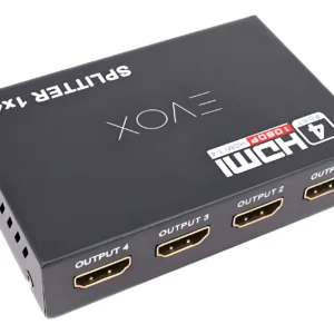 SPLITTER HDMI 1 X 4 EVOX – FULL HD 1080P – 1 ENTRADA A 4 SALIDAS – CON FUENTE DE ALIMENTACIÓN 5V INCLUÍDA – PARA TELEVISOR – PC – XBOX – PLAYSTATION – CGPBZ