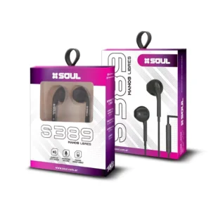 AURICULARES SOUL MLS-S389 TYPE C MANOS LIBRES C/MICROFONO CABLE PLANO NEGRO
