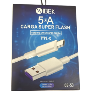 CABLE IBEK DE CARGA RÁPIDA Y TRANSMISIÓN DE DATOS USB-C 5A 1MT