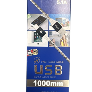 CABLE IBEK DE CARGA Y TRANSMISIÓN DE DATOS TRENZADO USB-MICRO CARGA RÁPIDA 5.A 1000MM CB-802