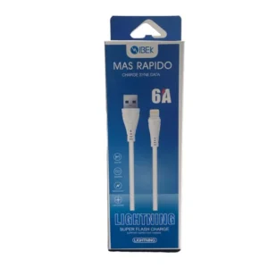 CABLE IBEK DE CARGA RÁPIDA USB-LIGHTNING 6A CB-62