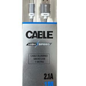 CABLE DE CARGA RÁPIDA Y SINCRONIZACIÓN DE DATOS USB-MICRO 1Mt 2.1A