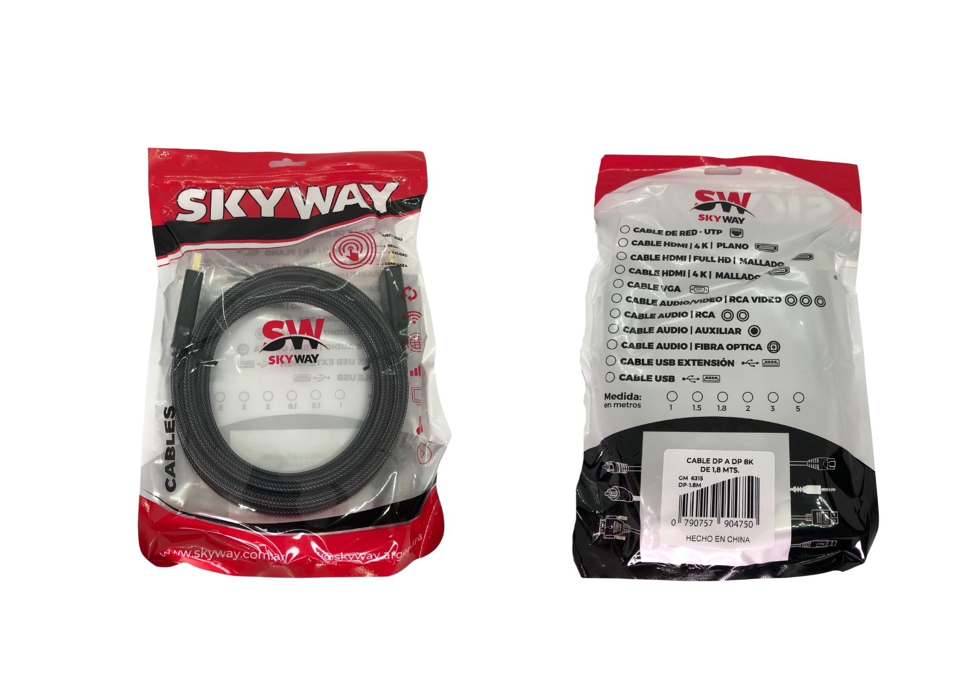 CABLE SKYWAY DISPLAYPORT A DISPLAYPORT MALLADO 8K 1.8MTS GM 6315 - Imagen 2