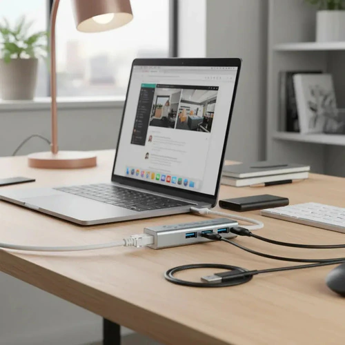 HUB DEHUKA USB C RJ45 USB 3.0 - Imagen 3