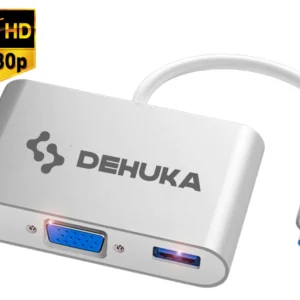 ADAPTADOR DEHUKA USB C- VGA USB 3.0 + PUERTO USB 3.0 + PUERTO TIPO C PD CARGA
