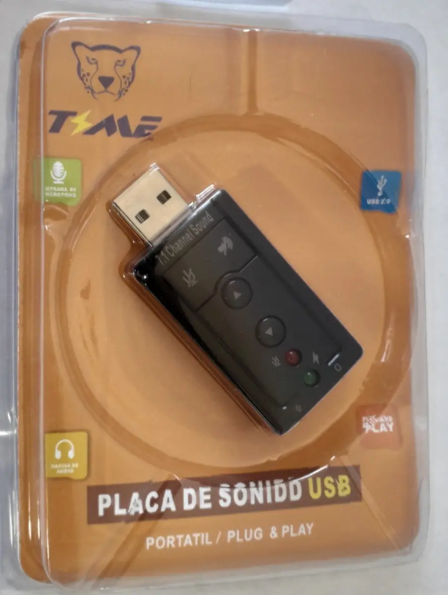 PLACA DE SONIDO USB 7.1 PORTÁTIL TIME TMPAS 8410 PLACA DE SONIDO USB 7.1 PORTÁTIL TIME TMPAS 8410